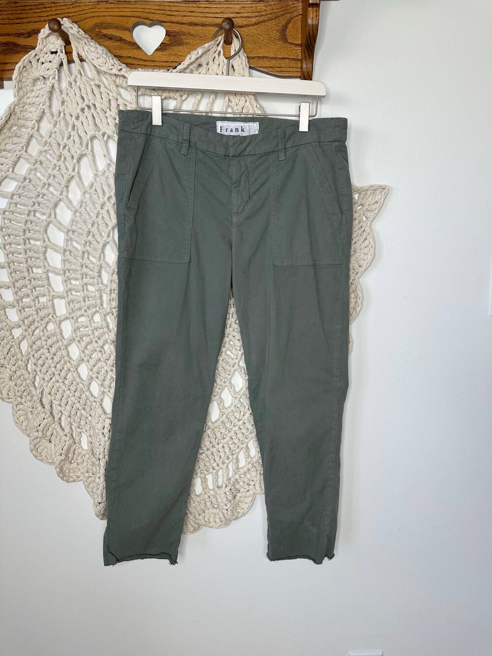 Frank And Eileen Blackrock Cropped Ankle Pants Green Size 8